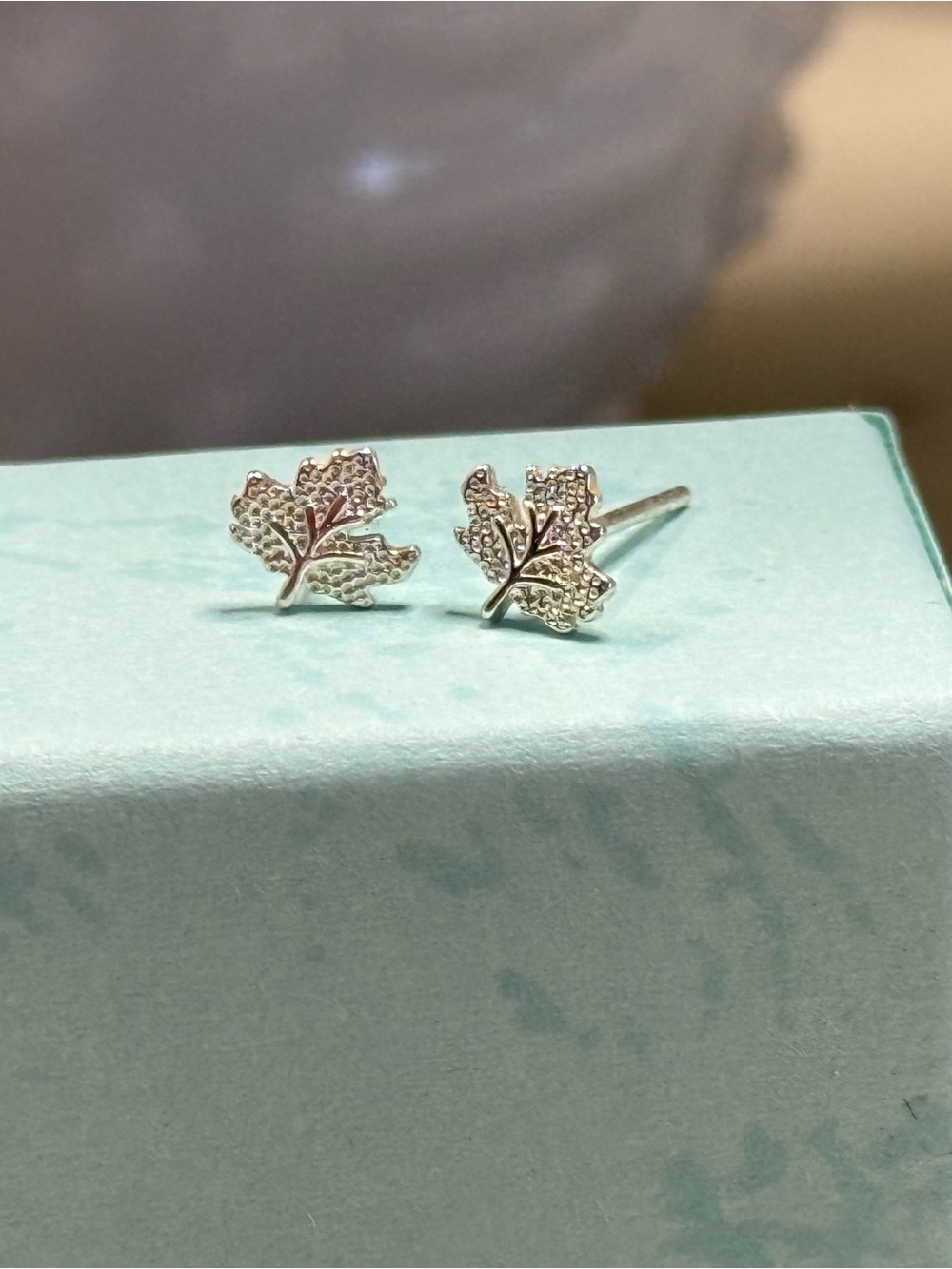 S925 Sterling Silver Leaf Stud Earrings - Silver